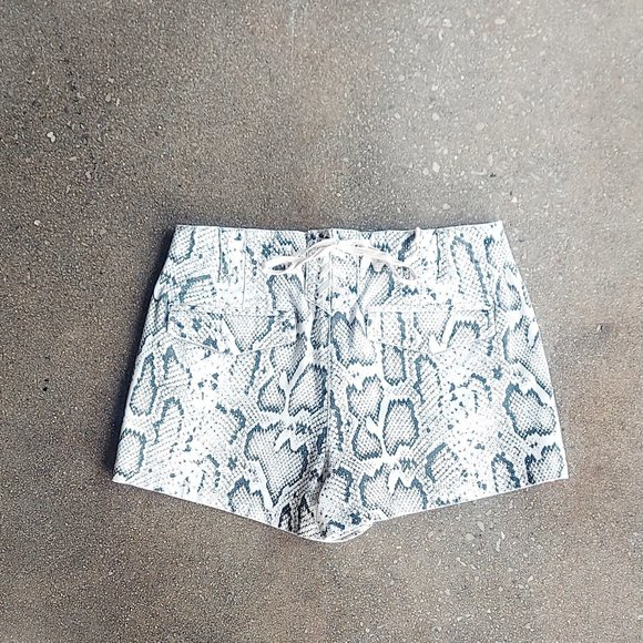 Pam & Gela Python Print Lace Up Cord Trim High Waisted Shorts - Picture 11 of 11